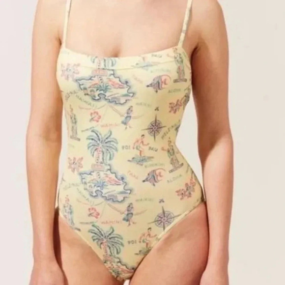 Solid & Striped Women's The Gemma Oahu Print Hawaiian One Piece Swimsuit Size XL - Picture 1 of 10